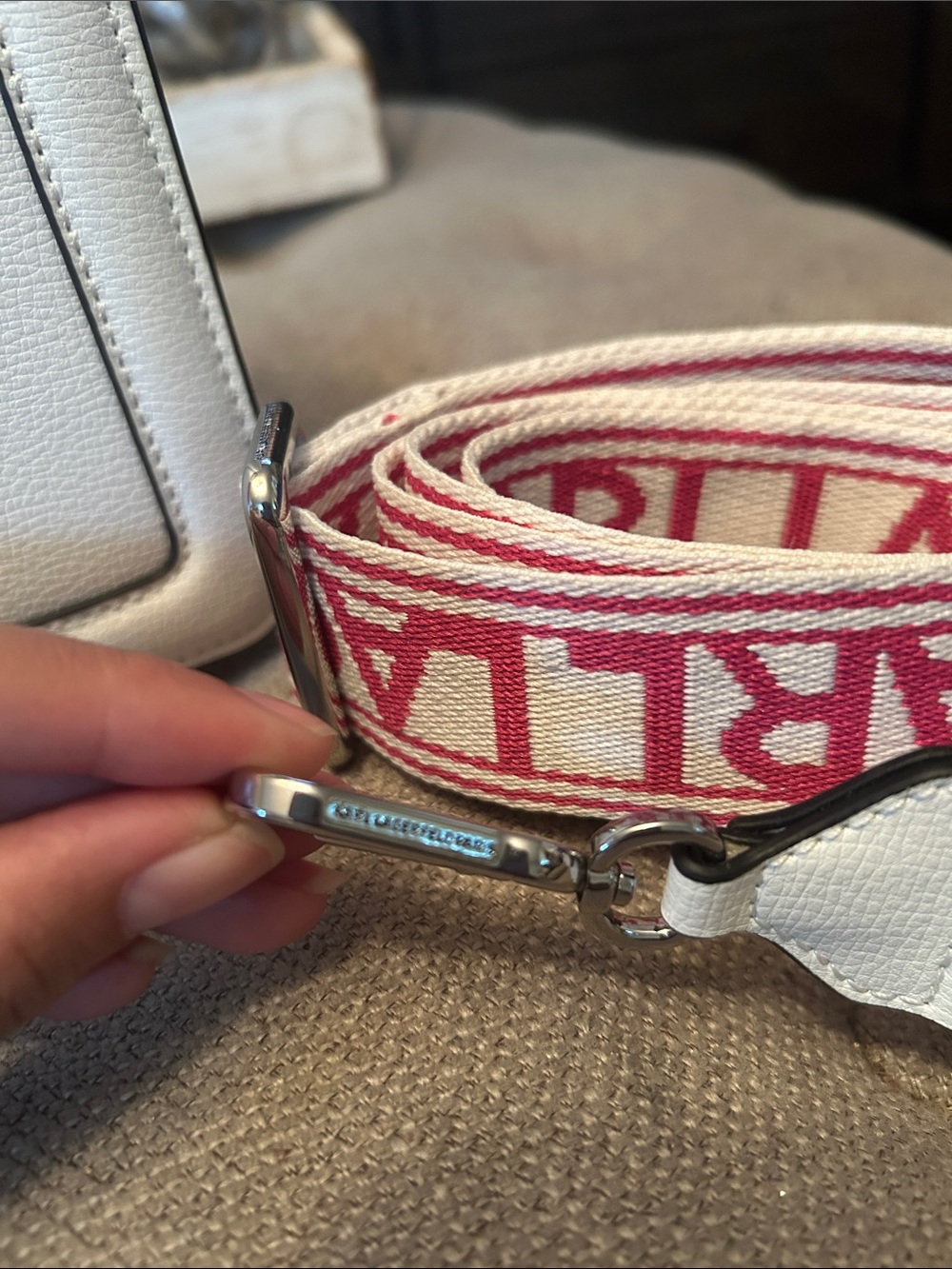 KARL LAGERFELD PARIS Simone Heart Flap Leather Bag - White/Cactus Pink Crossbody - Picture 10 of 11